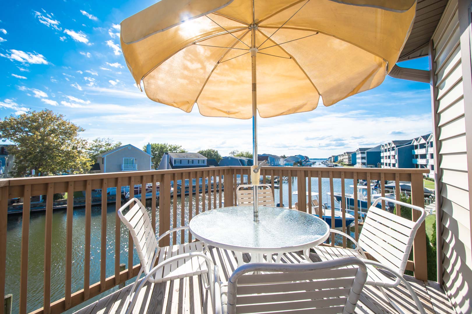 A relaxing view of the patio area at VRI's Club Ocean Villas II in Ocean City, Maryland.